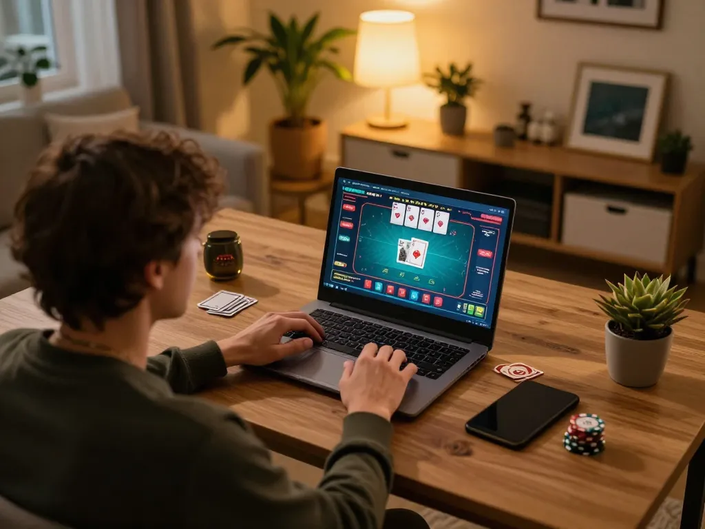 Engaged player exploring online poker games at DN88 for exciting winning strategies.