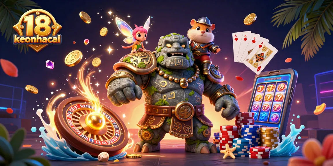 Engage with keonhacai 18's dynamic gaming experience featuring thrilling characters and vibrant casino elements.