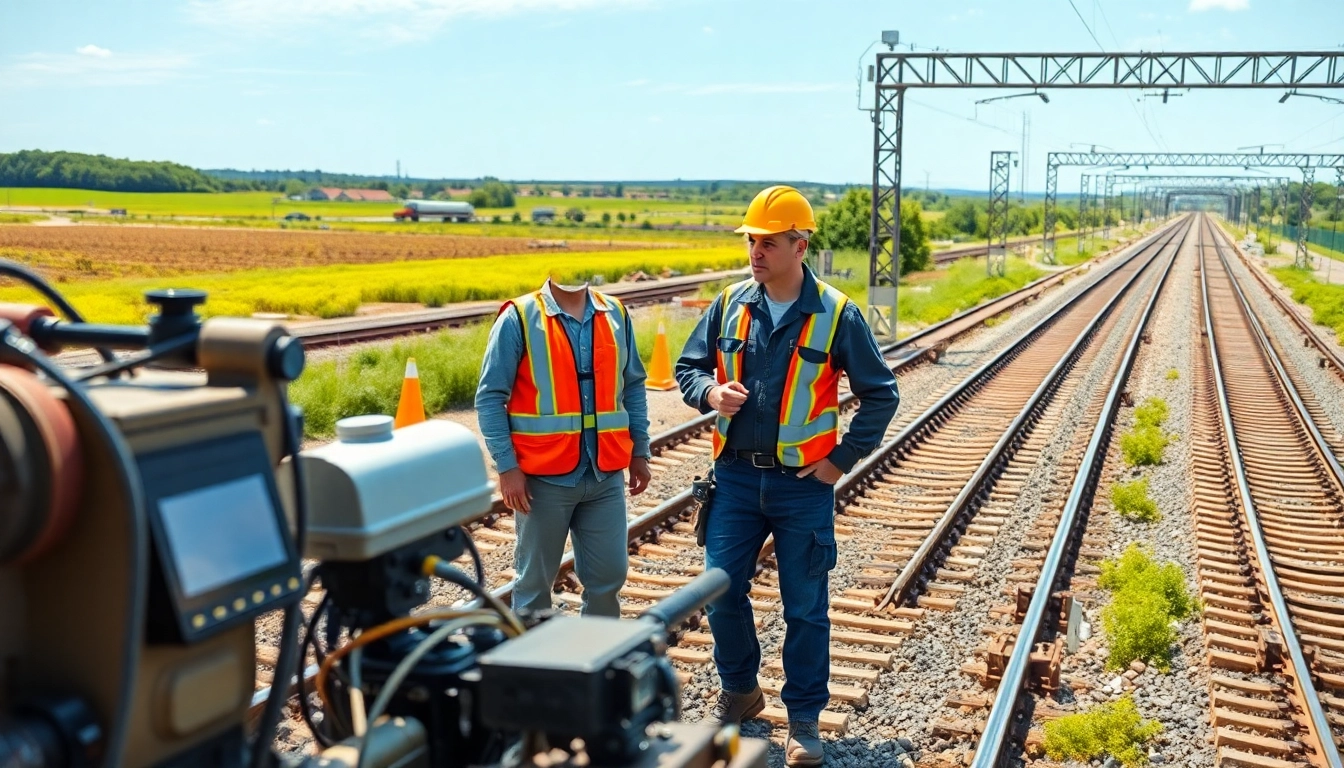 Track Inspectors Near Me carefully inspecting rail systems for safety and maintenance.