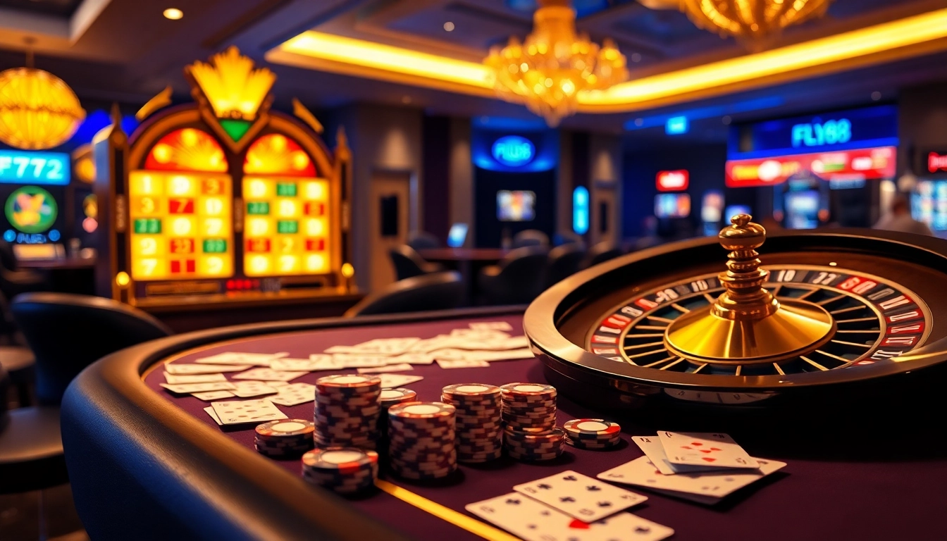 Experience thrilling gaming with FLY88 LEGAL at the stunning casino table.