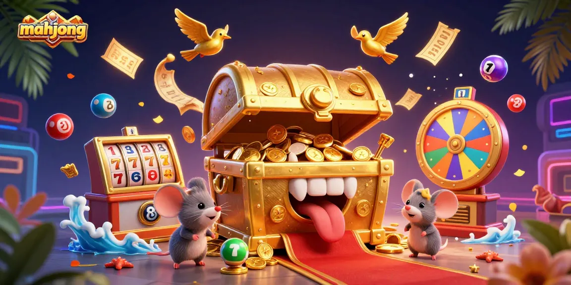 Win big in mahjong with vibrant colorful casino game elements overflowing in a digital celebration