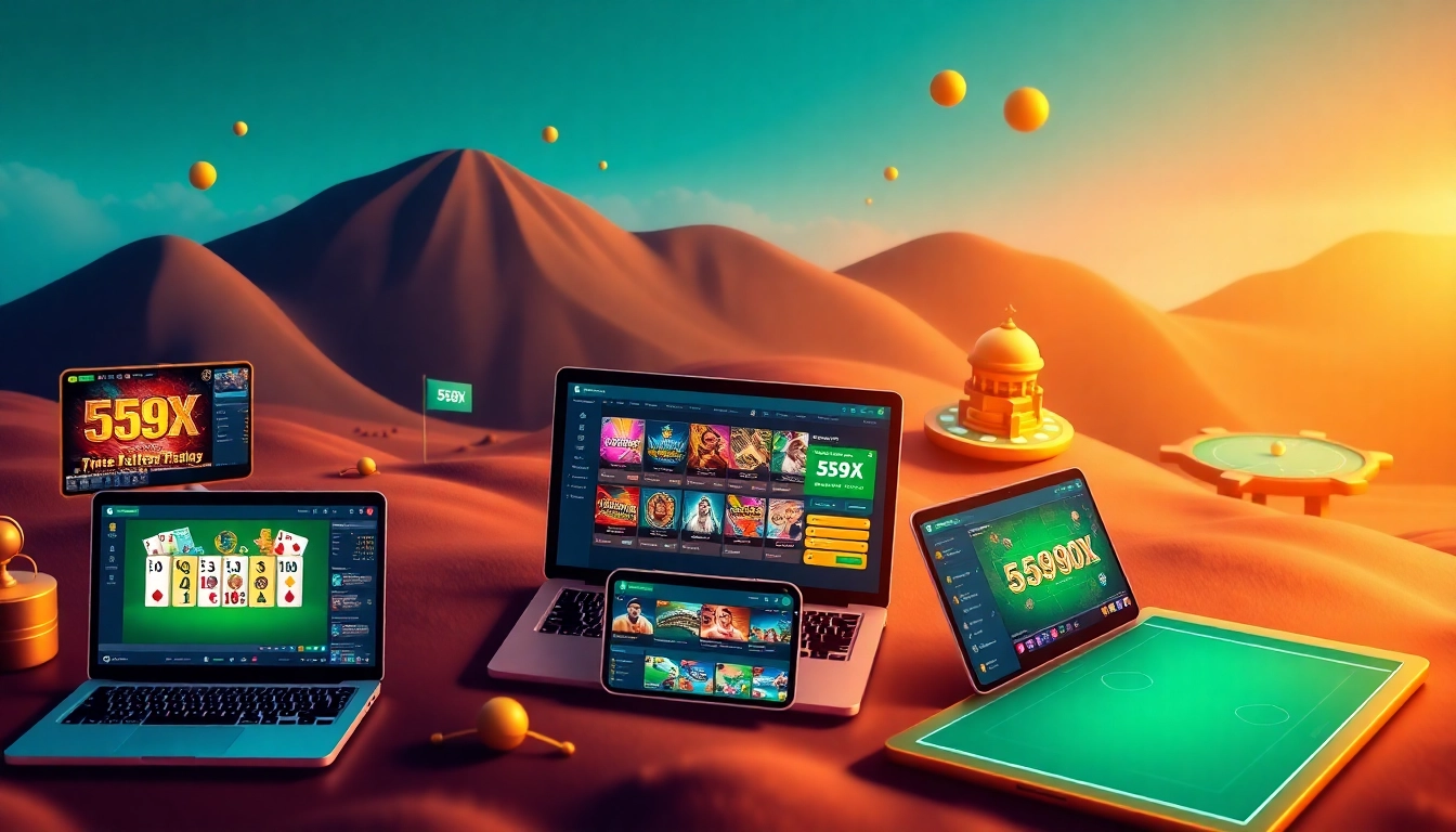 Experience the engaging 559X online betting platform on modern devices with colorful graphics.