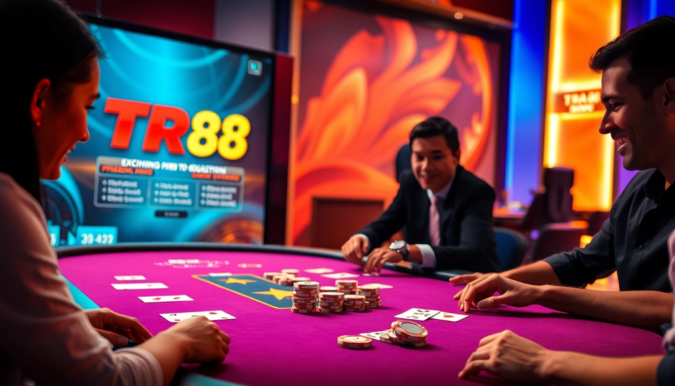 Experience the excitement of TR88 casino gaming with vibrant visuals and digital interfaces.