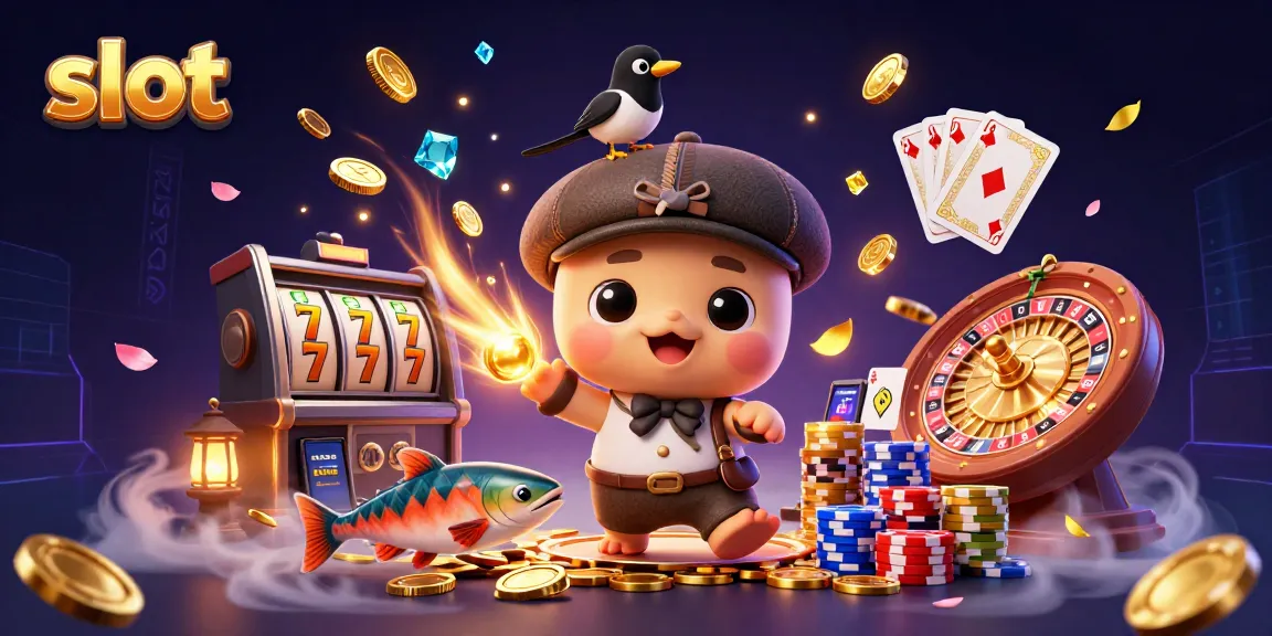 Experience the thrill of slot gameplay with animated characters celebrating around vibrant casino elements.