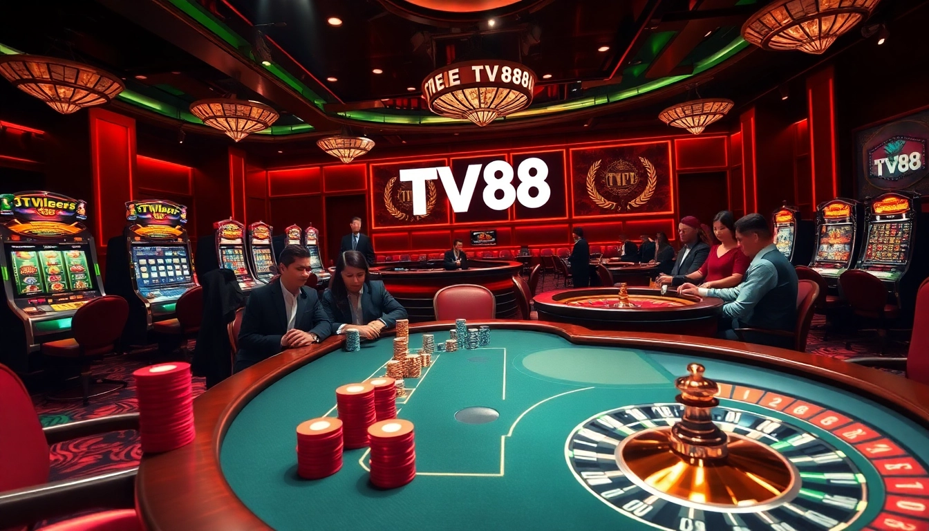 Engage in thrilling poker action at the luxurious TV88 casino table.