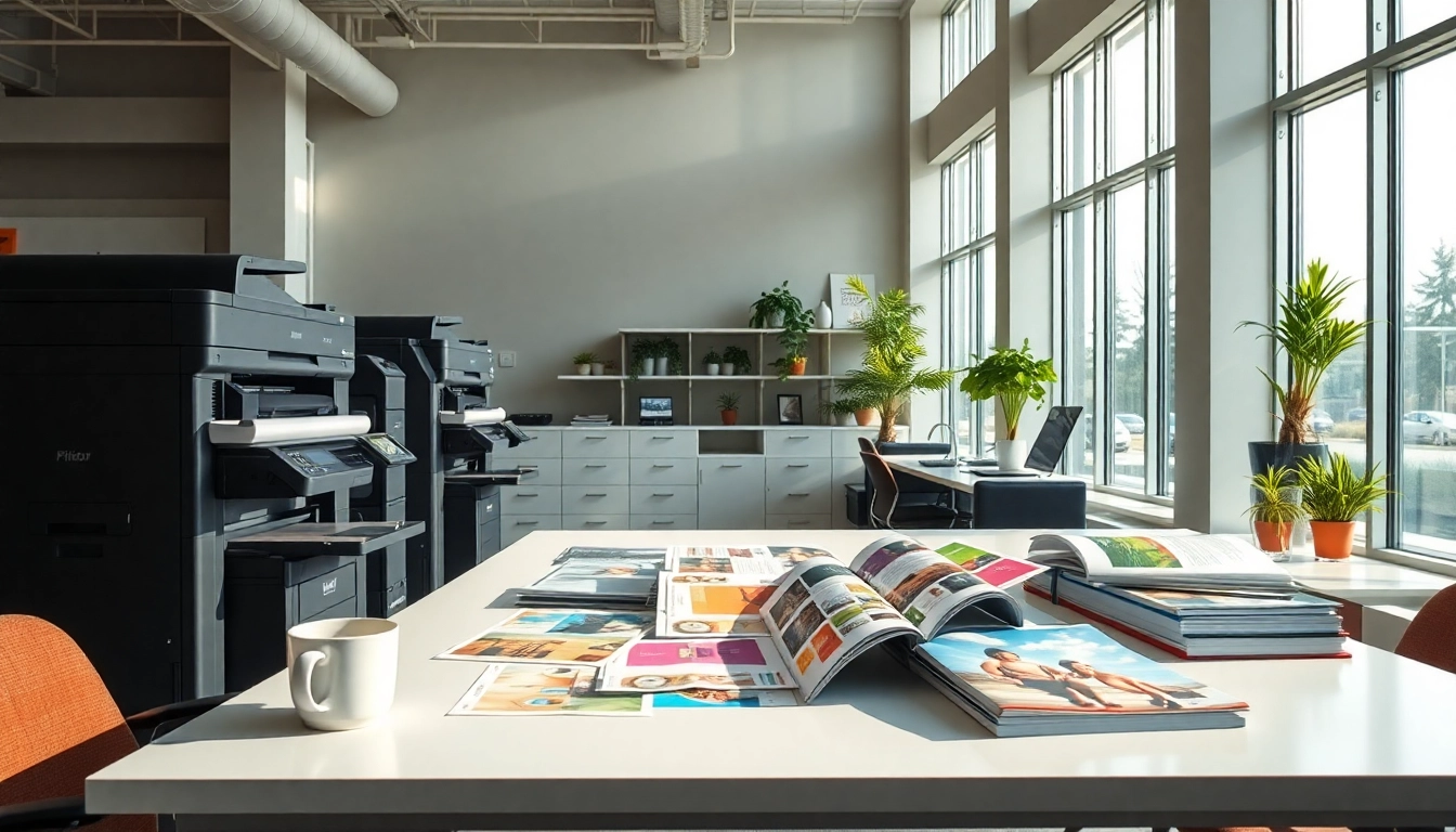 Showcase of printers edmonton alberta in a vibrant, modern printing workspace.