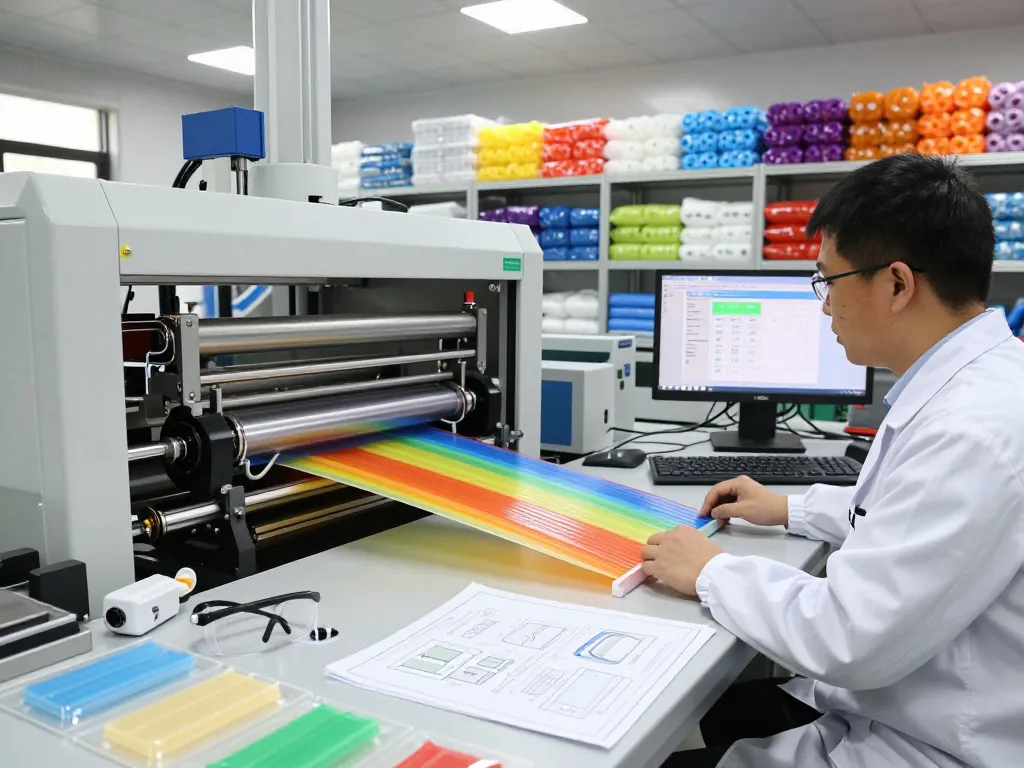 Bóc ép plastic phú thọ manufacturing process with engineer overseeing advanced technology in vibrant industrial setting.