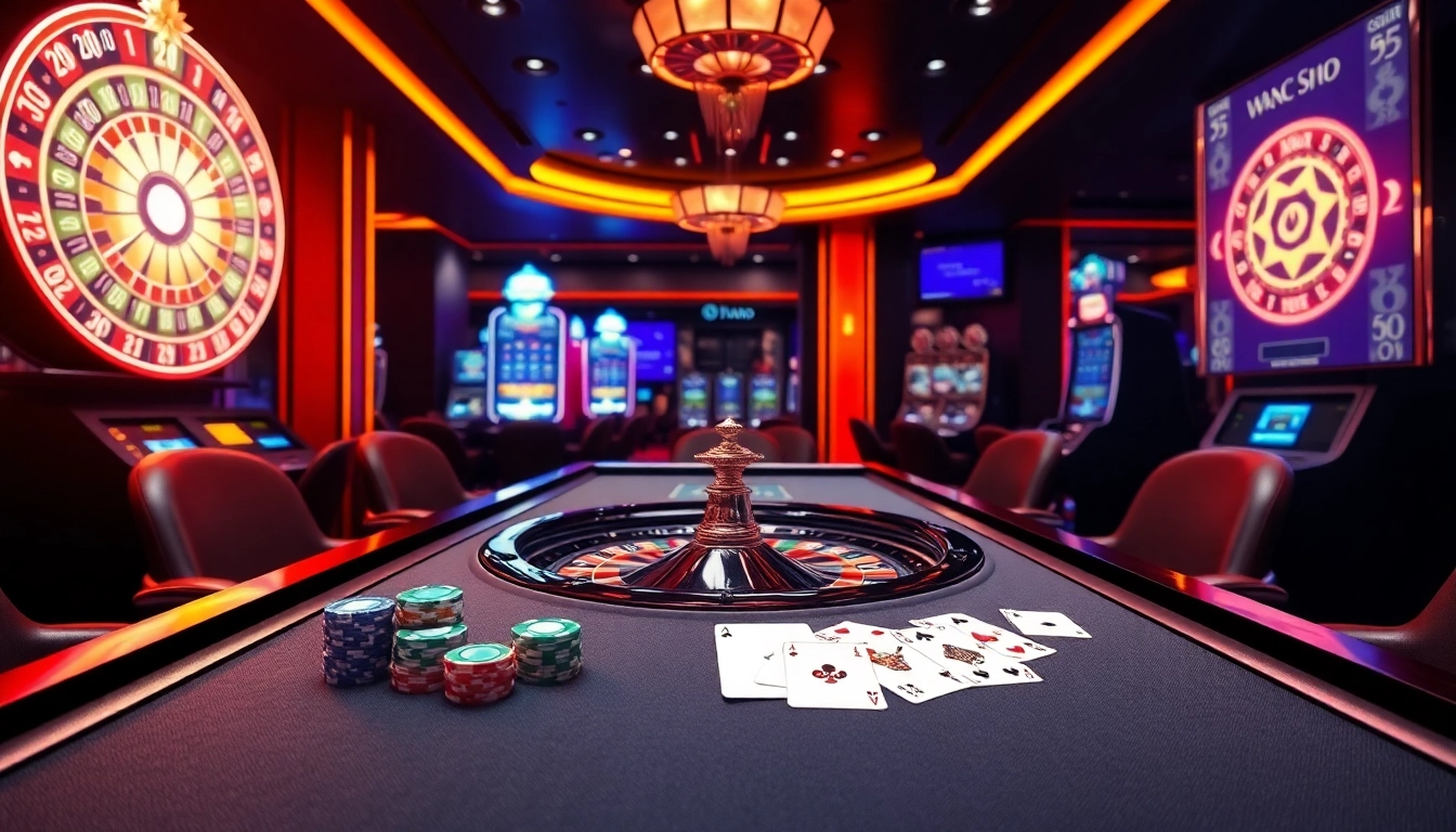 Get ready to win at https://lode88uk.com/ with a vibrant casino scene featuring slots and roulette.