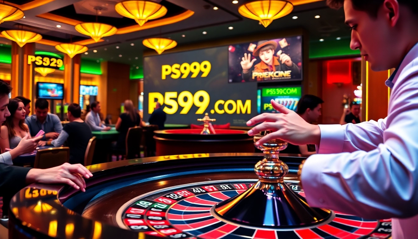 Players winning at roulette in a luxurious casino setting, celebrating their success with PS99COM.