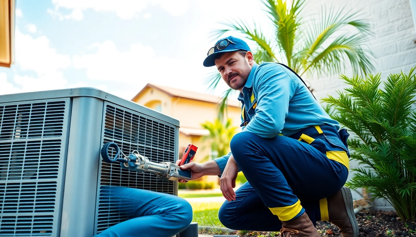 Expert HVAC Repair Tampa service demonstrated by a technician fixing a residential air conditioning unit.