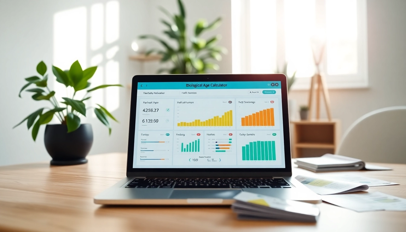 Calculate your biological age with an interactive biological age calculator displayed on a modern laptop.
