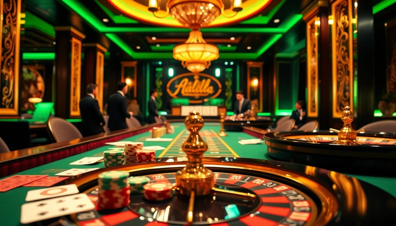 Vivez une action palpitante dans un 'casino en ligne' avec des jetons de poker vibrants et des cartes à jouer sur la table.