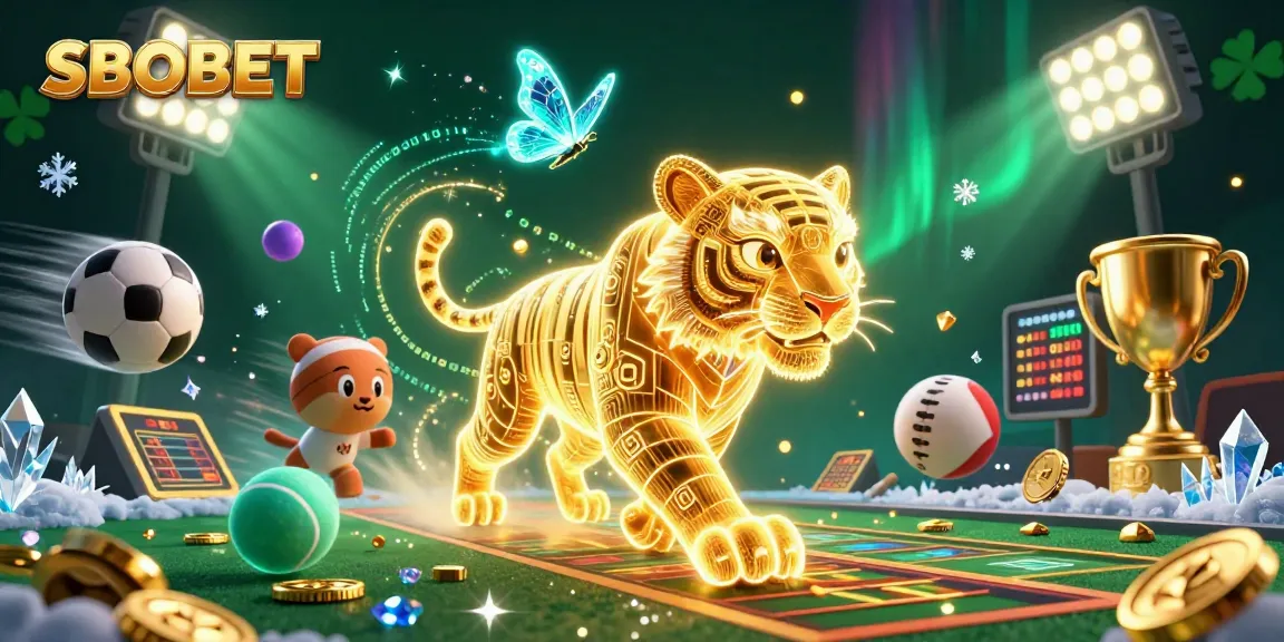 SBOBET enhances your gaming experience with vibrant sports betting elements and dynamic visuals in a captivating casino scene.