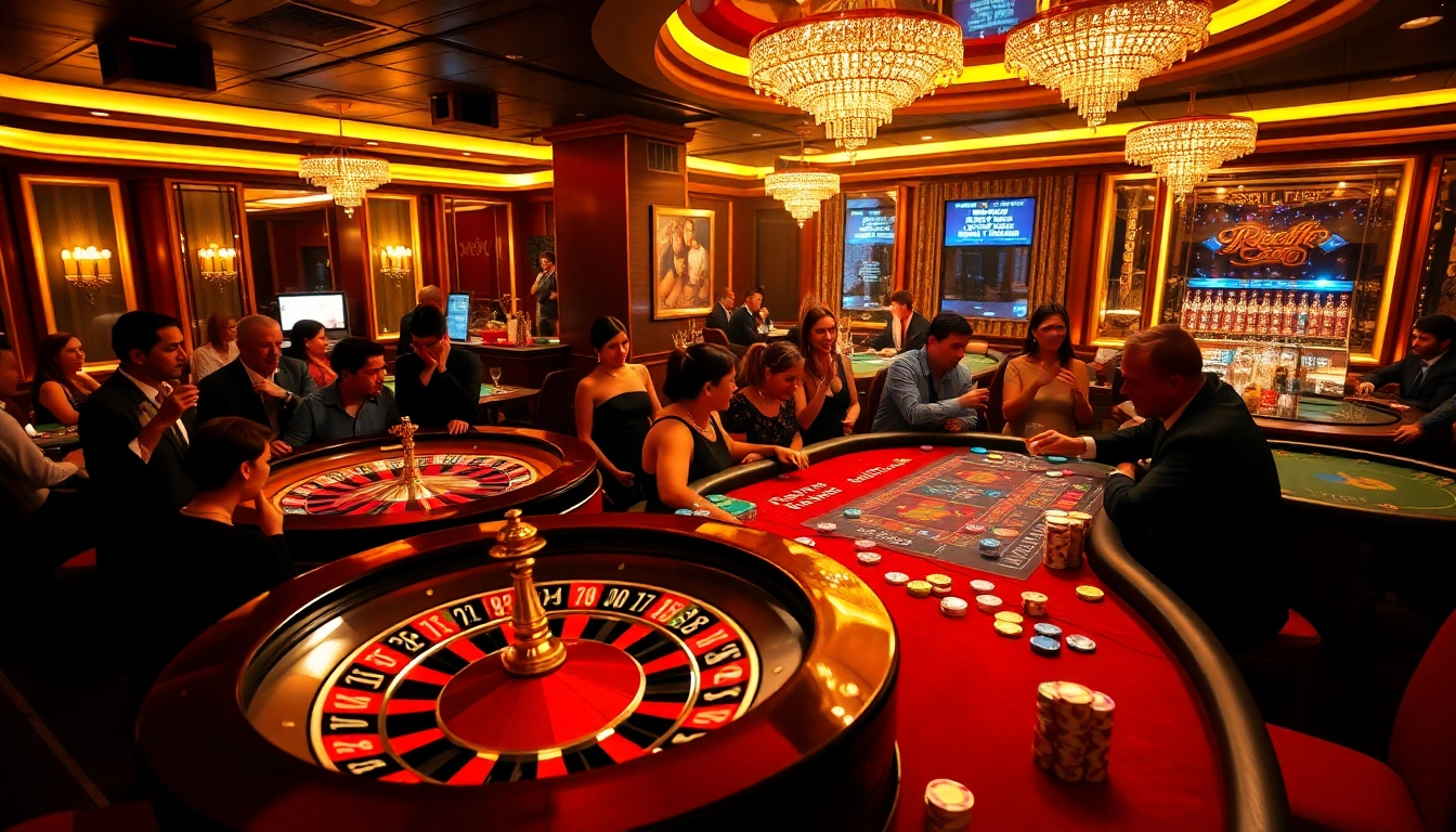 Excited players enjoy roulette and poker in a vibrant casino setting, inspired by https://journal.unj.ac.id/.