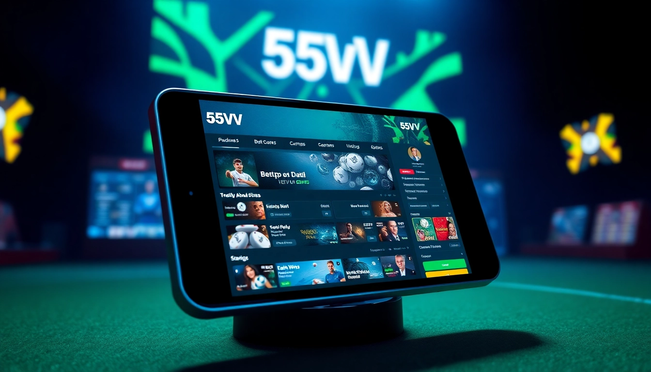55VV online gambling platform interface showcasing mobile-friendly design with exciting betting options.