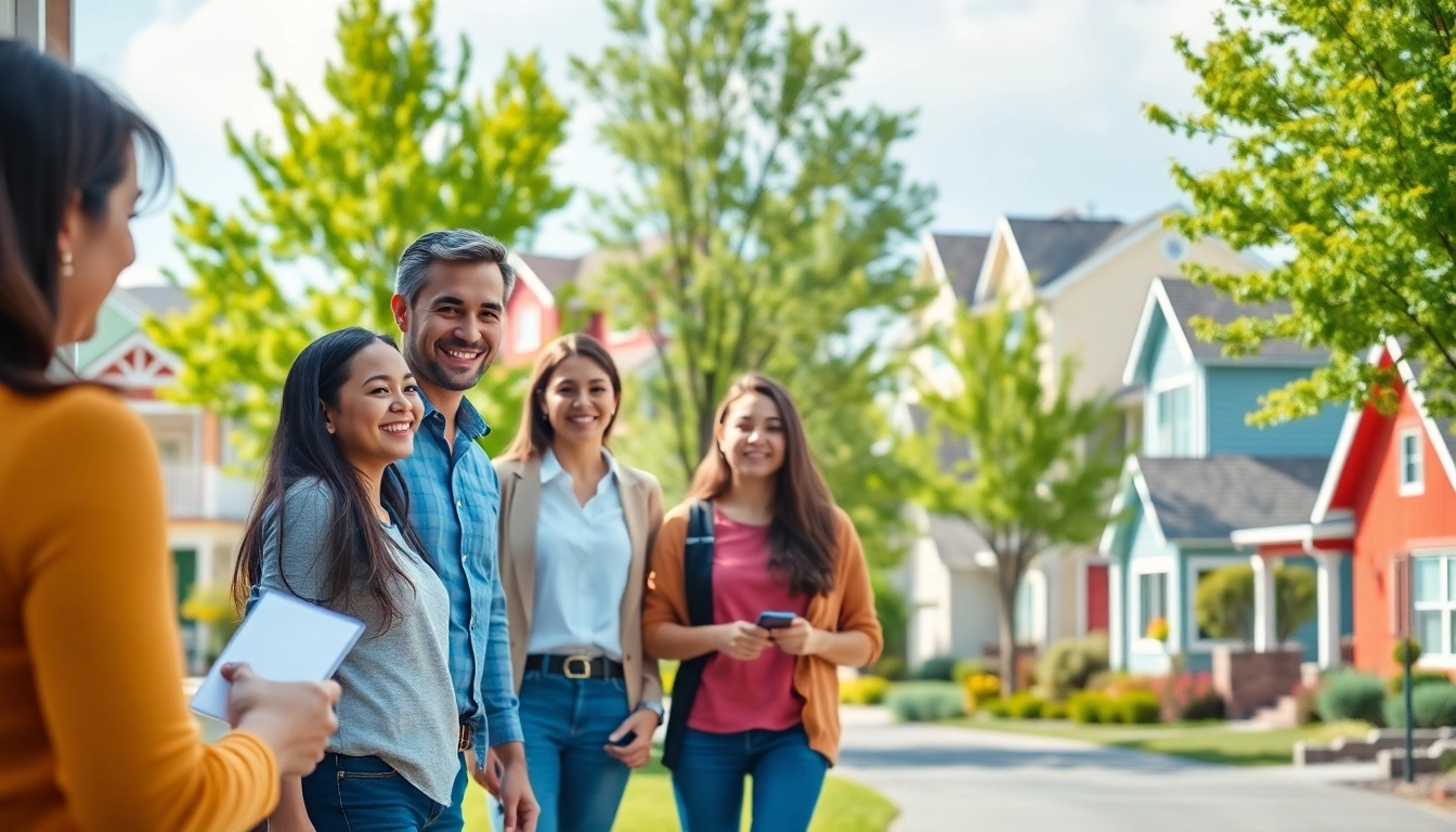 Engage with real estate opportunities while exploring a vibrant neighborhood atmosphere.