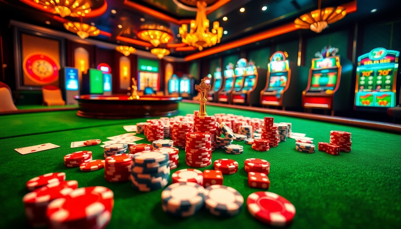 Vivez l'excitation du casino en ligne avec des tables vibrantes, des roues de roulette et des jetons de poker.