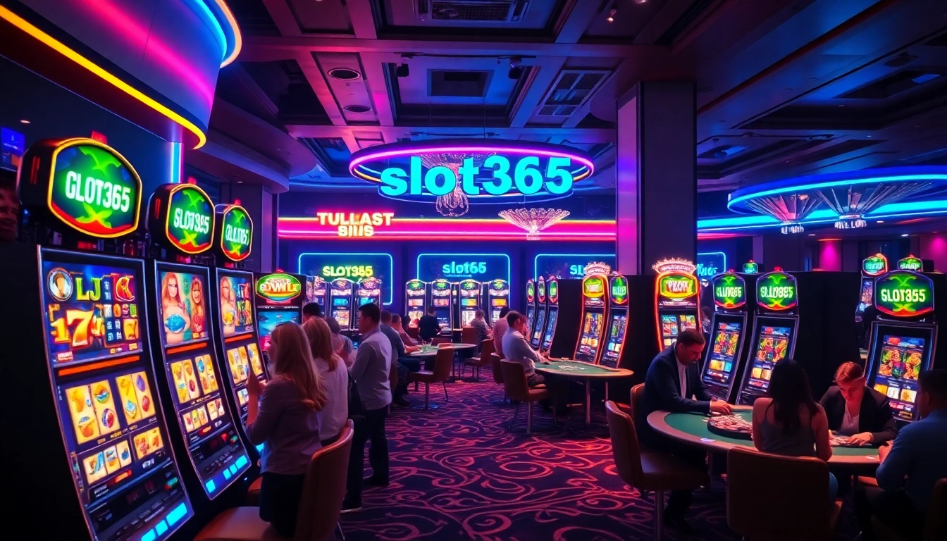 Experience the thrill of playing slot machines at slot365 with vibrant visuals and exciting atmosphere.