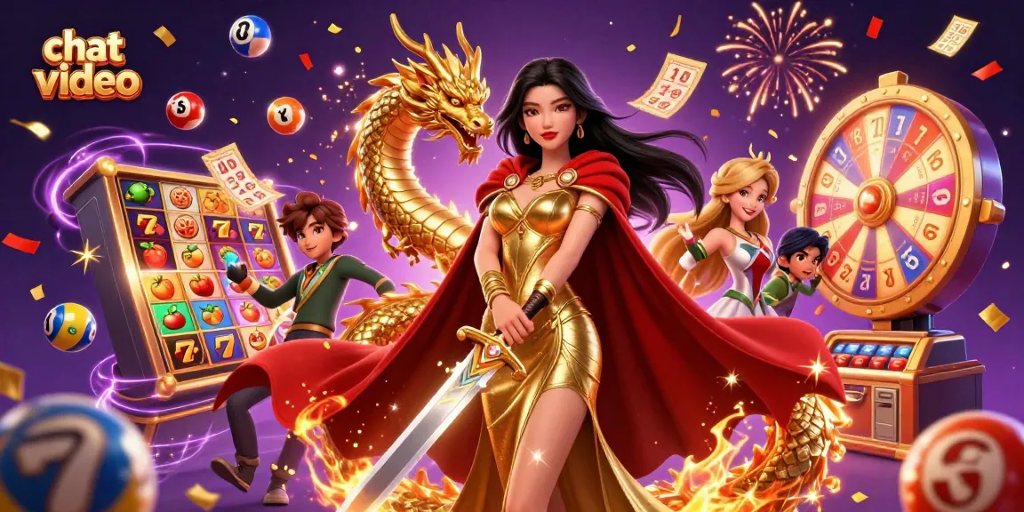 Engage in an exciting chat video while discovering random connections worldwide through vibrant casino-themed elements.