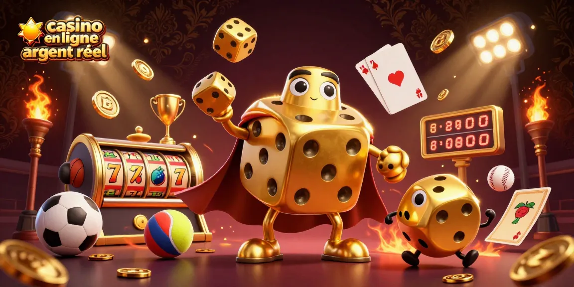 Jouez avec des géants des dés dans un casino en ligne argent réel, entouré de machines à sous et d'éléments dynamiques.