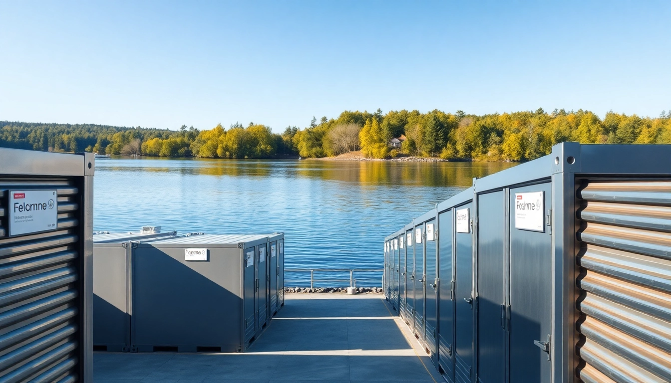 Cold lake storage units surrounded by nature highlight safe and reliable storage solutions.