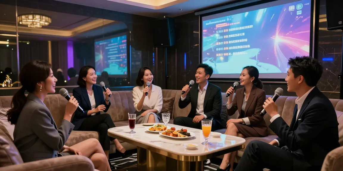 강남쩜오 고급스러운 노래방에서 즐거운 송년회 모습