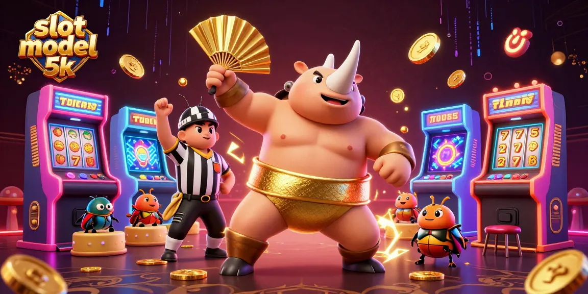 Engage with slot modal 5k as a powerful sumo beetle sees gold coins fly in vibrant casino scene.