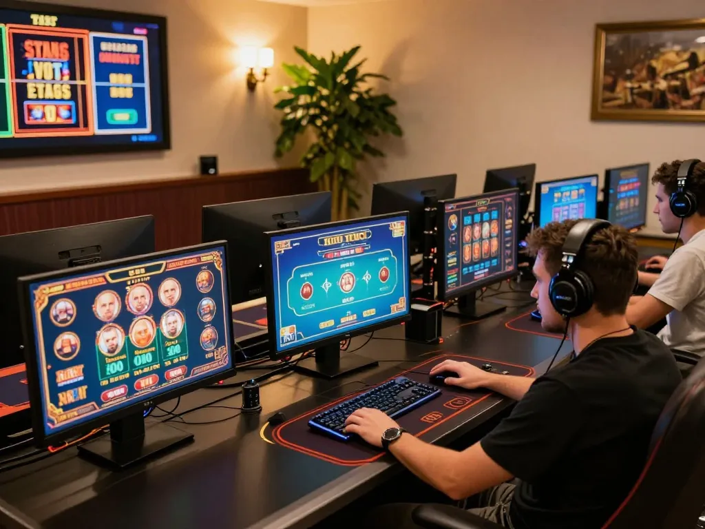 Experience the thrill of betbet online gaming with a professional player at a sophisticated setup.