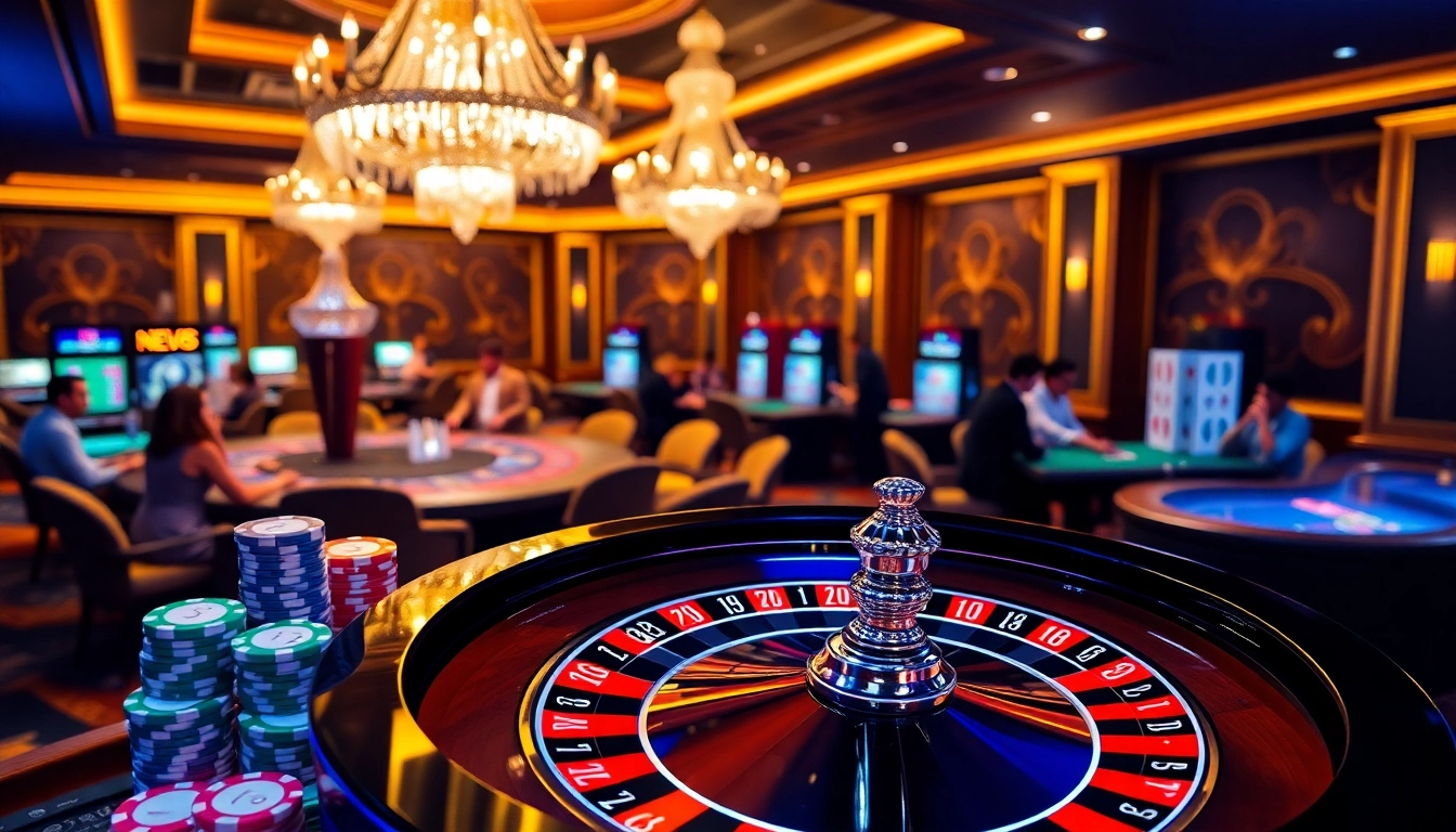 Experience the thrill of NEW 88 at a luxurious casino with roulette, poker chips, and cards.