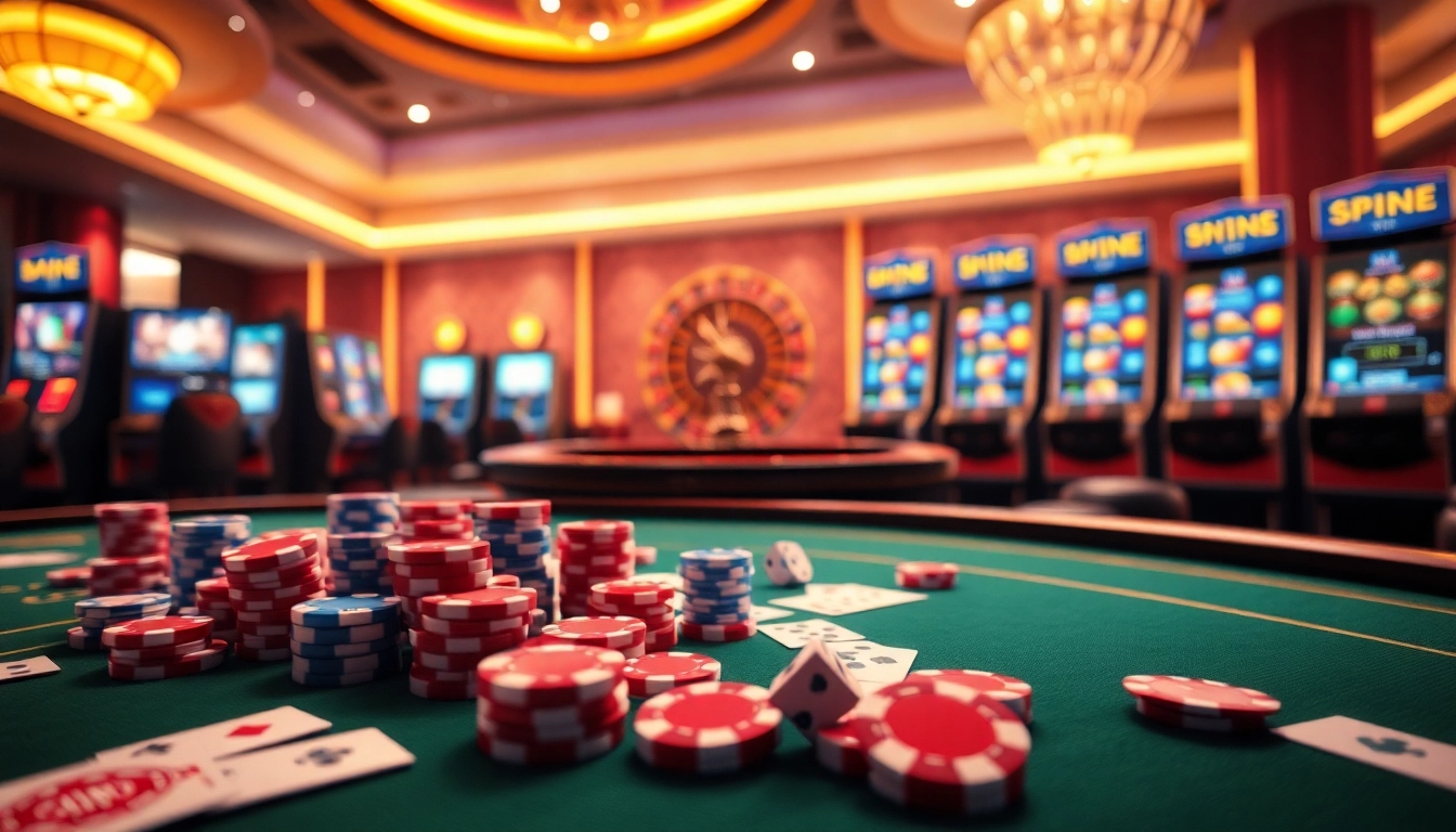 Engage in thrilling casino action at https://xx88tv.com/ with vibrant poker chips and roulette wheels.