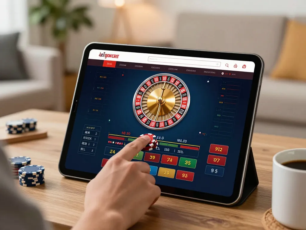Play exciting games at AE888 online casino on a tablet in a cozy living room.
