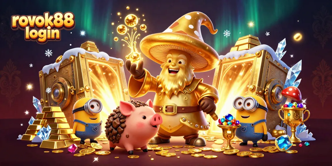 Experience the thrilling rokok88 login adventure with dynamic treasure and vibrant characters in this illustration.