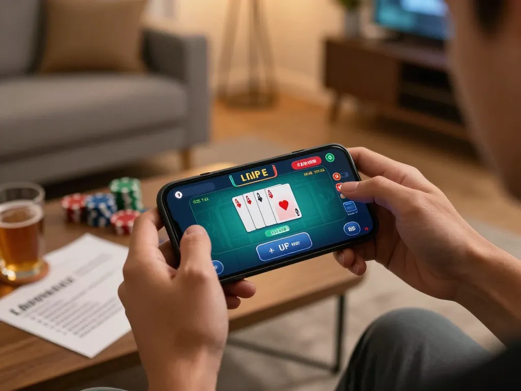 Engaging in winning strategies for JPTOTO on a smartphone during an online poker game.