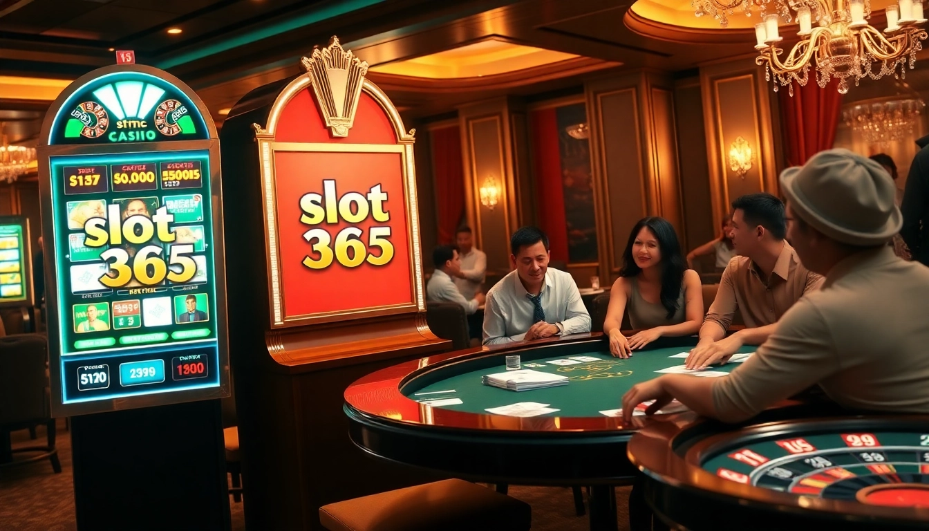 Players enjoying an exciting game at a luxurious slot 365 casino setting
