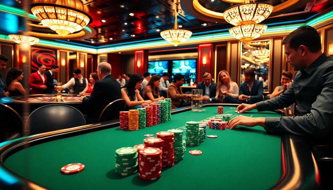Experience thrilling online betting at https://vaoluoitv.it.com with professional visuals of an exciting poker scene.