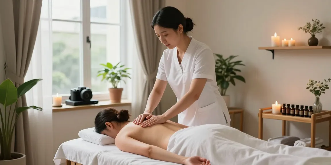 강남스웨디시 마사지를 받는 고객과 전문 마사지사가 편안한 치료 공간에서 휴식을 취하는 모습