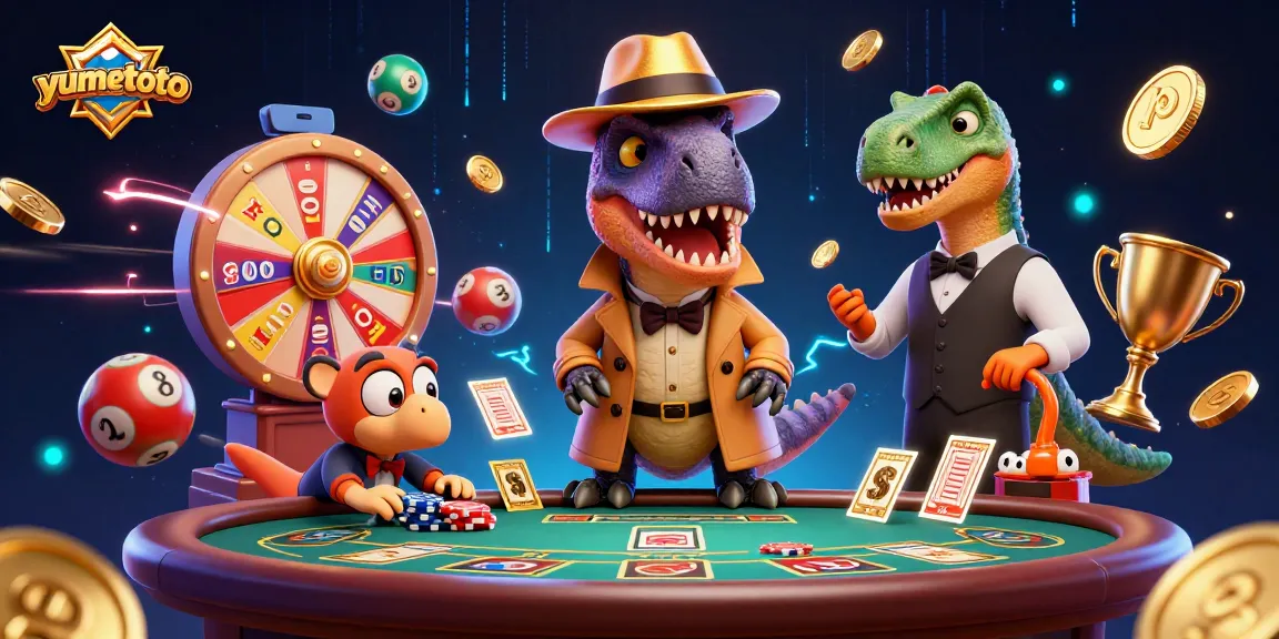 Experience yumetoto's exciting lottery draws with a dynamic, intriguing casino scene.