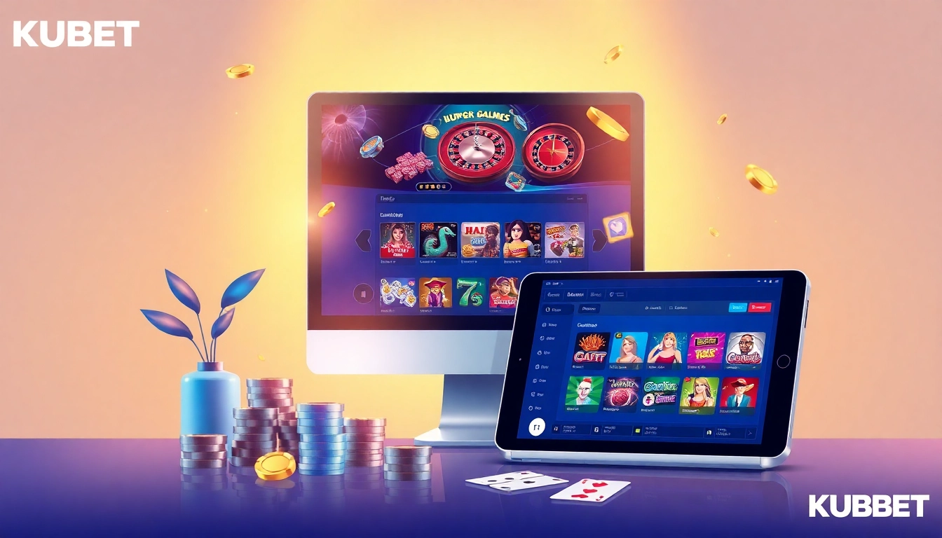 Kubetz dev showcases a vibrant online gaming experience with a stylish gaming interface on computer and mobile devices.