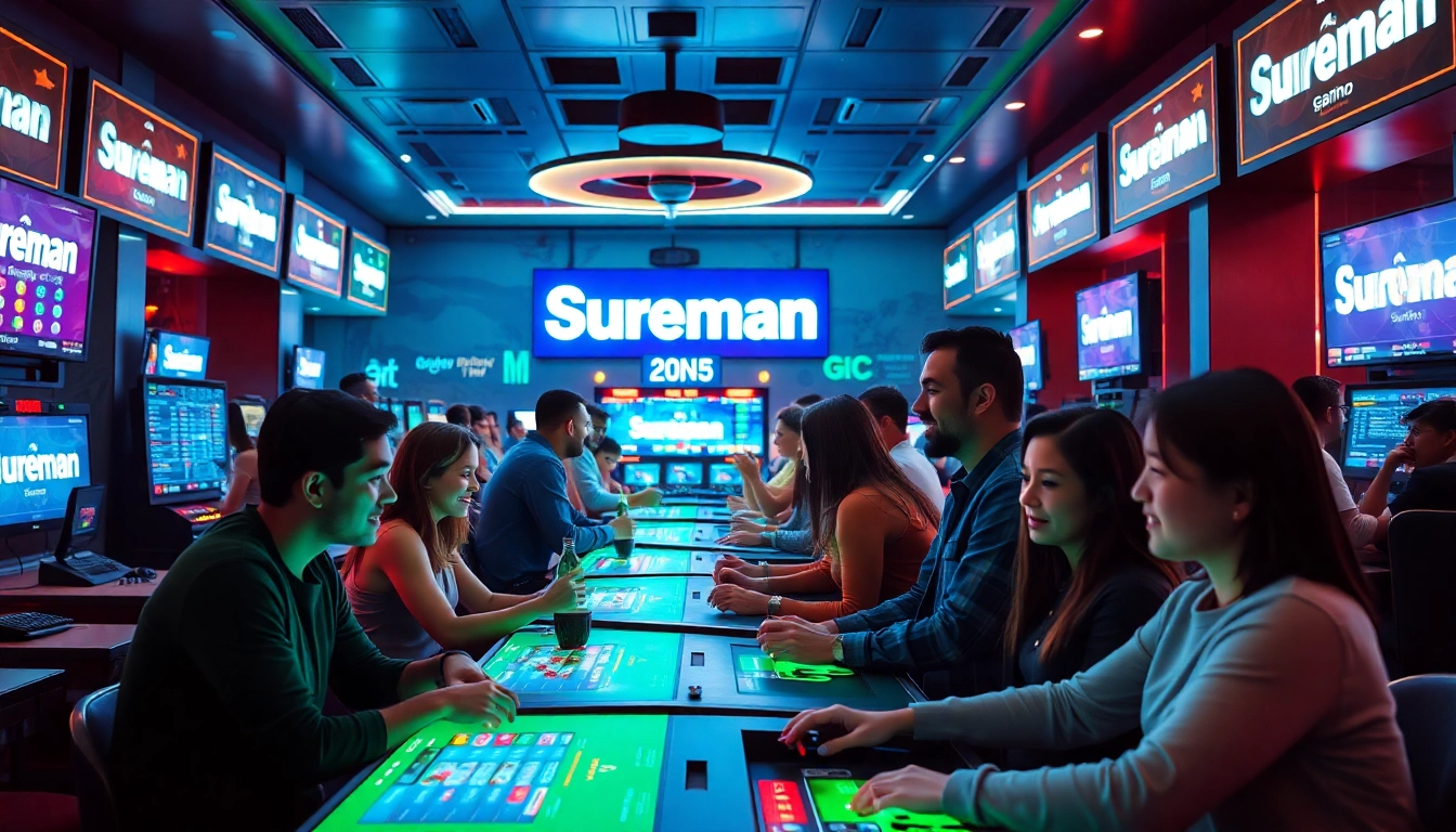 Sureman safe betting environment with diverse individuals enjoying interactive gaming.