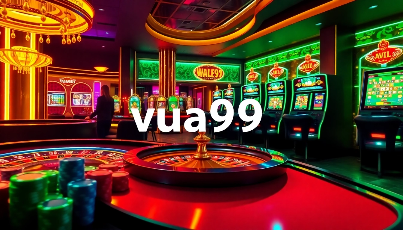Engage in thrilling experiences at Vua99 with vibrant casino visuals featuring roulette and poker.