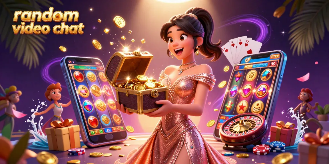 Engage in thrilling random video chat moments amidst a vibrant casino backdrop.