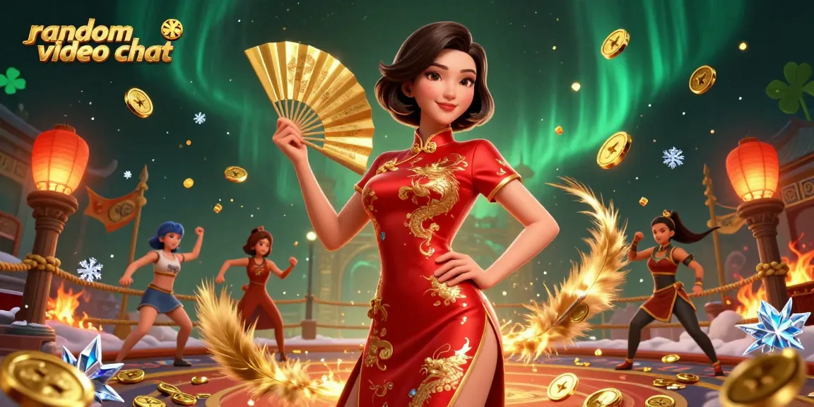 Engage in random video chat as vibrant characters swirl amidst golden coins and lighting effects, maximizing excitement.