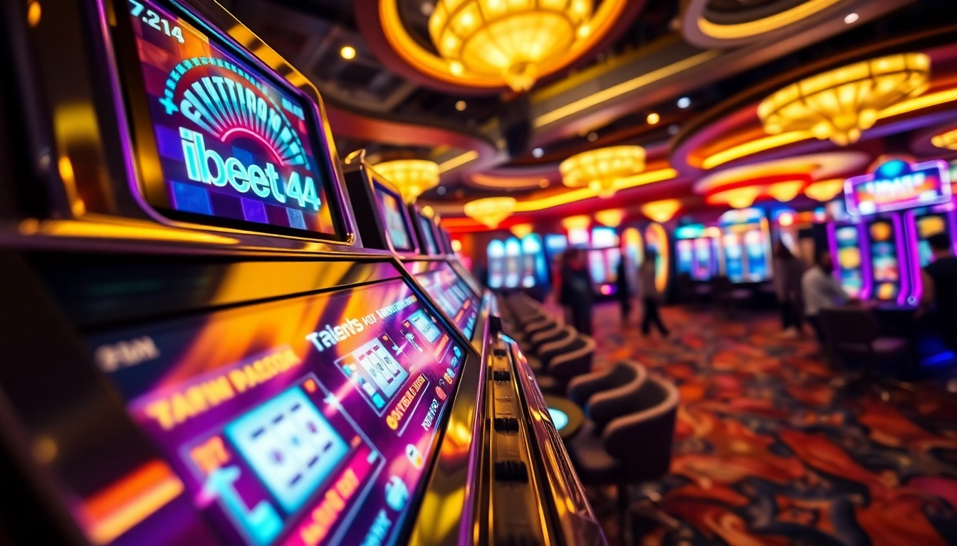 Menangkan ibet44 slot di mesin slot kasino yang ramai dan hidup.