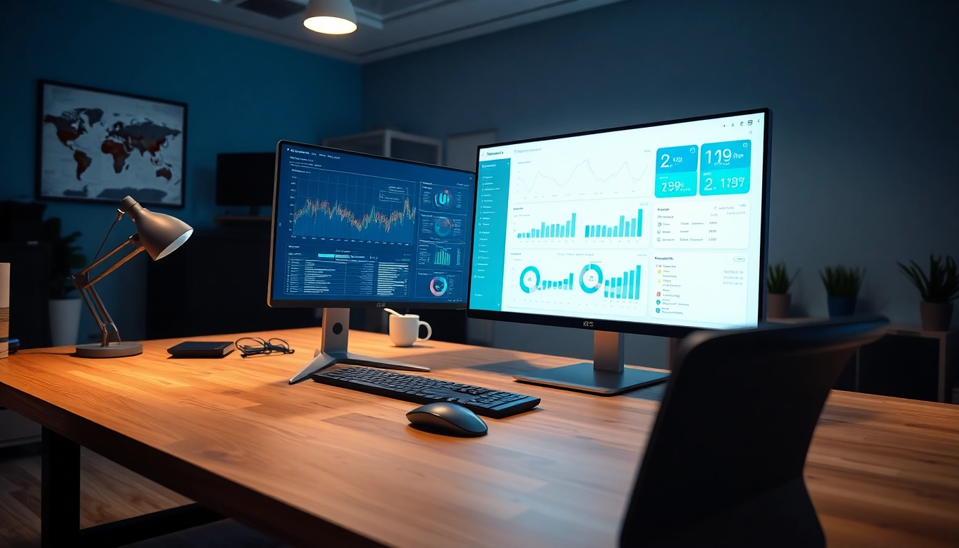 Enhancing productivity in a bright workspace with Brightet data visualizations.