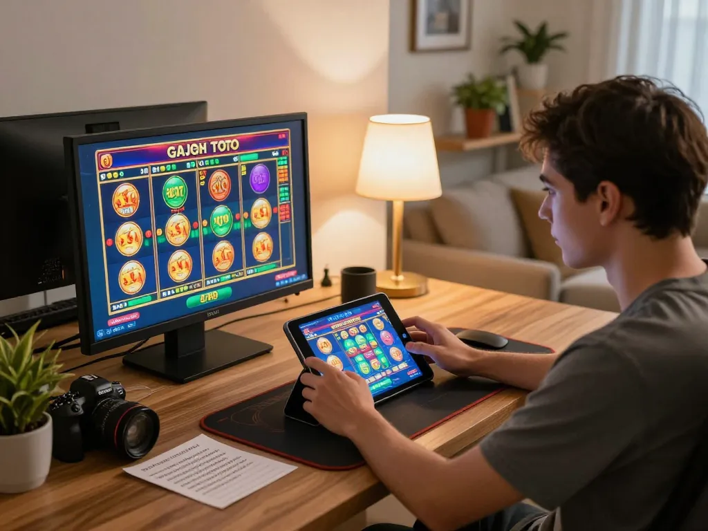 Play gajah toto on a tablet, representing online casino gaming strategies and excitement.