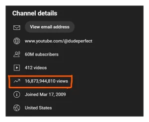 how many views for youtube to pay you- dude perfect views