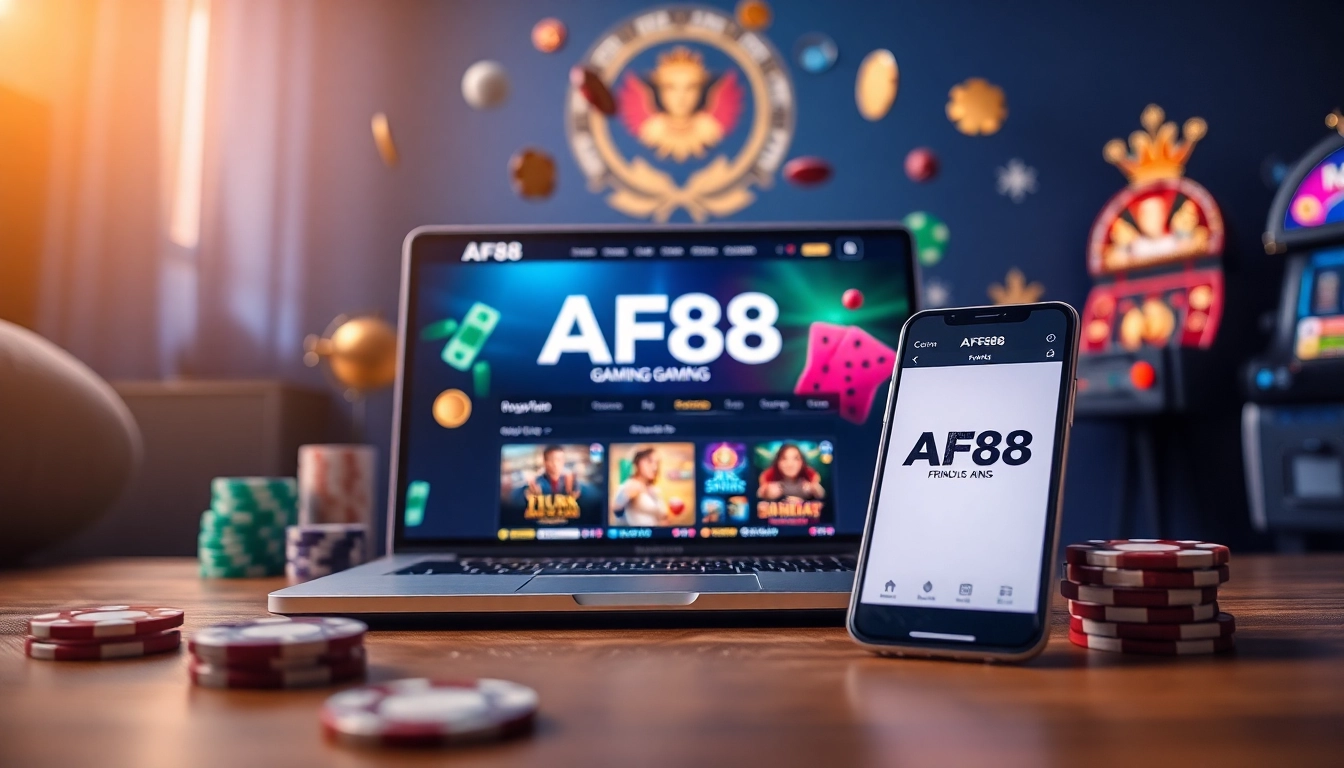 Experience the excitement of AF88 online gambling through vibrant visuals of games and the user-friendly platform.