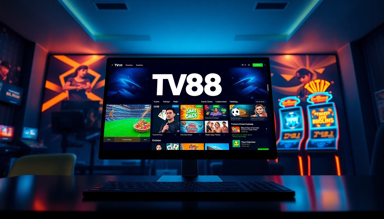 TV88 online gaming platform interface showcasing diverse gaming options and promotions.