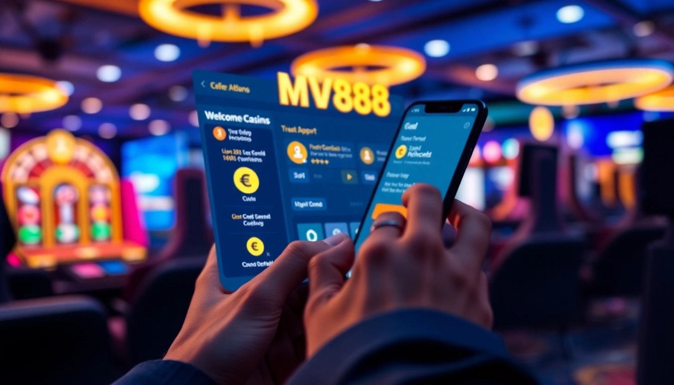 Engaging MV88 online casino interface with smartphone user