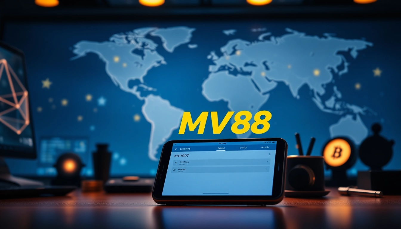 MV88 online betting platform interface displayed on a smartphone in a professional setting.